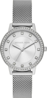 Michael Kors Quartz Crystals White Dial Silver Mesh Strap Watch for Women - MKO1013 Buy Now By Michael Kors