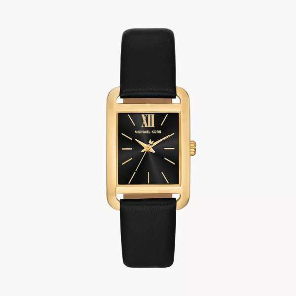 Michael Kors Monroe Three Hand Black Dial Black Leather Strap Watch for Women - MKO1027 Buy Now By Michael Kors