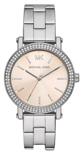 Michael Kors Corey Three Hand Pink Dial Silver Steel Strap Watch for Women - MKO1050 Buy Now By Michael Kors