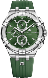 Maurice Lacroix Aikon Chronograph Green Dial Green Rubber Strap Watch for Men - AI1018-SS000-630-5 Buy Now By Maurice Lacroix