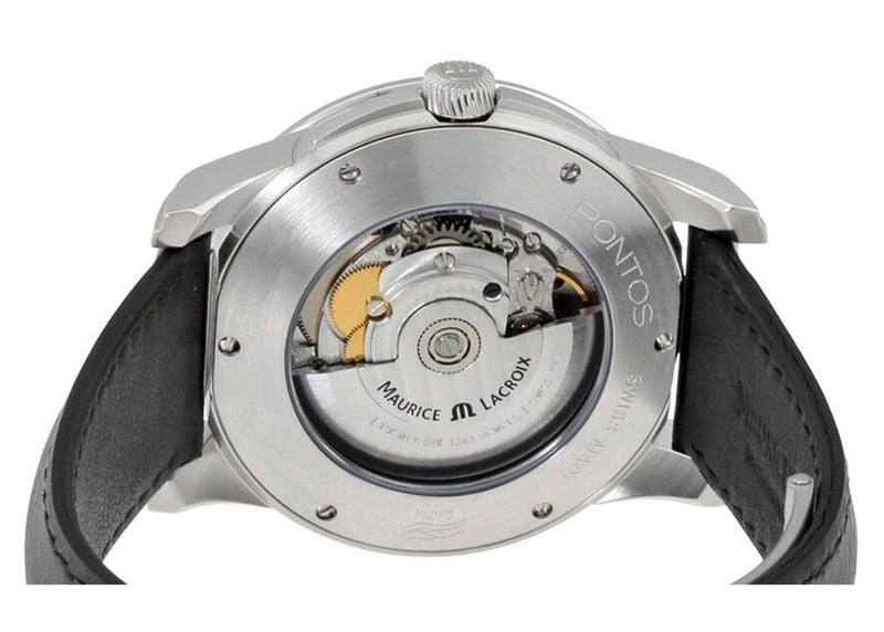 Maurice Lacroix Pontos Date Automatic Black Dial Black Leather Strap Watch For Men - PT6148-SS001-330 Buy Now By Maurice Lacroix