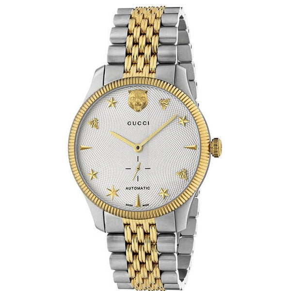 Shop Gucci G Timeless Automatic White Dial Two Tone Steel Strap Watch for Men - YA126356 in USA