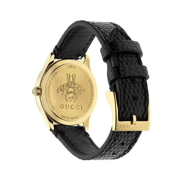 Shop Gucci G Timeless Quartz Blue Dial Black Leather Strap Watch For Men - YA1265018 in USA