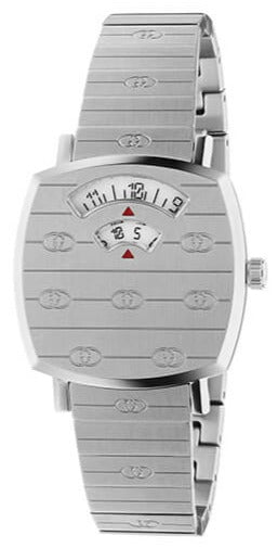 Shop Gucci Grip Quartz Silver Dial Silver Steel Strap Watch For Men - YA157501 in USA
