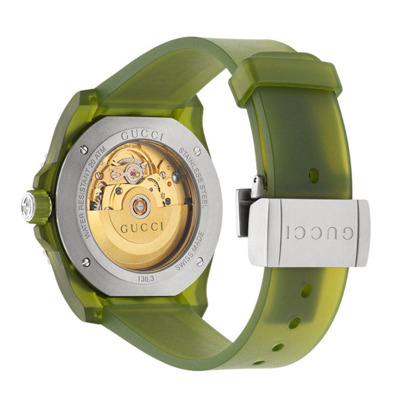 Shop Gucci Dive Automatic Green Dial Green Rubber Strap Unisex Watch - YA136345 in USA