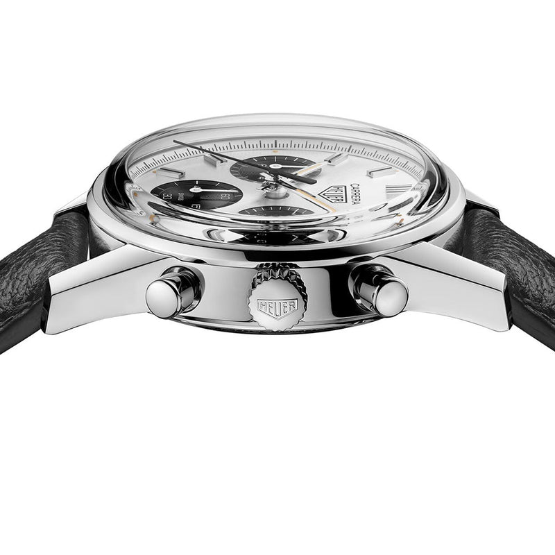 Tag Heuer Carrera Chronograph 60th Anniversary Silver Dial Black Leather Strap Watch for Men - CBK221H.FC8317 Buy Now By Tag Heuer