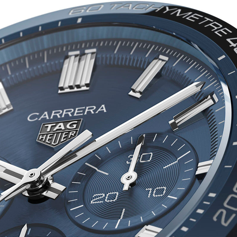 Tag Heuer Carrera Automatic Chronograph Blue Dial Brown Leather Strap Watch for Men - CBN2A1A.FC6537 Buy Now By Tag Heuer