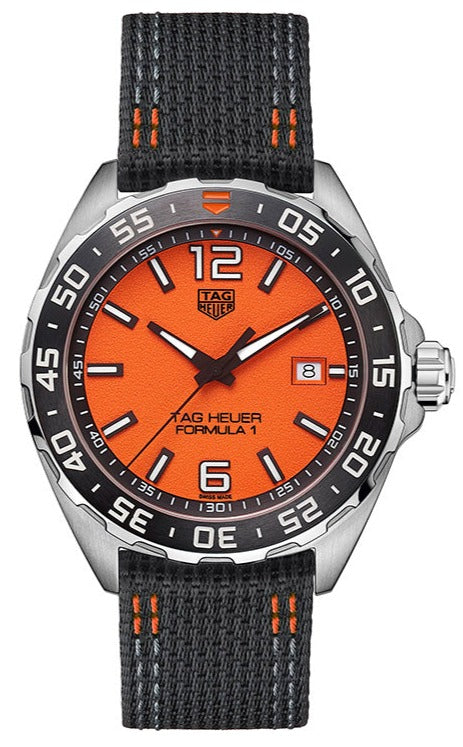 Shop Tag Heuer Formula 1 Quartz Orange Dial Black Nylon Strap Watch for Men - WAZ101A.FC8305 in USA
