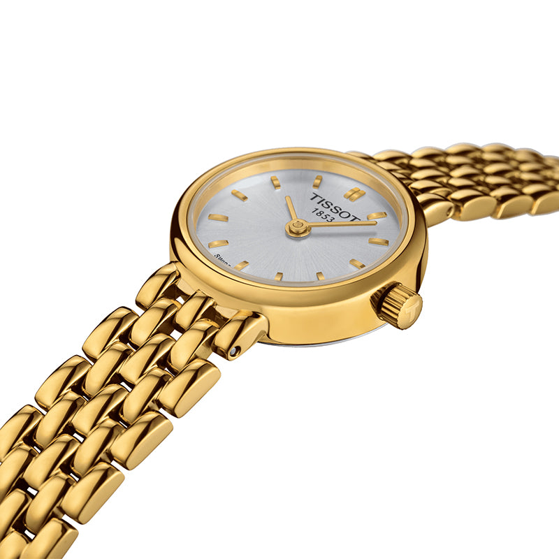 Tissot T Lady Lovely Silver Dial Gold Steel Strap Watch For Women - T058.009.33.031.00