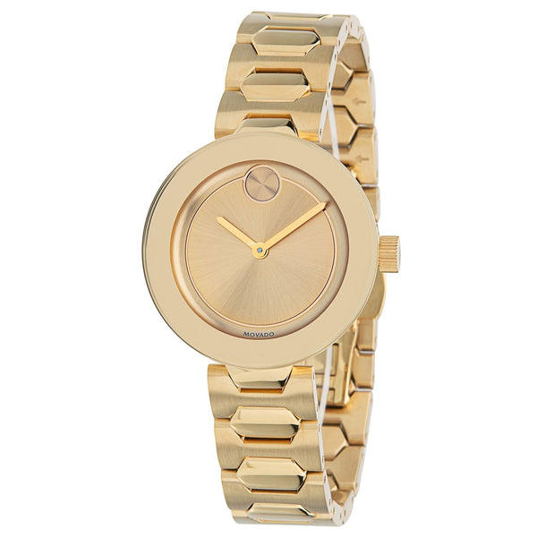 Shop Movado Bold Gold Dial Gold Steel Strap Watch For Women - 3600382 in USA
