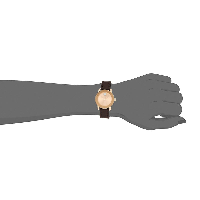 Shop Movado Bold Rose Gold Dial Brown Leather Strap Watch For Women - 3600438 in USA