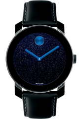 Movado Bold Metallic Blue Dial Black Leather Strap Watch for Men - 3600137 Buy Now By Movado