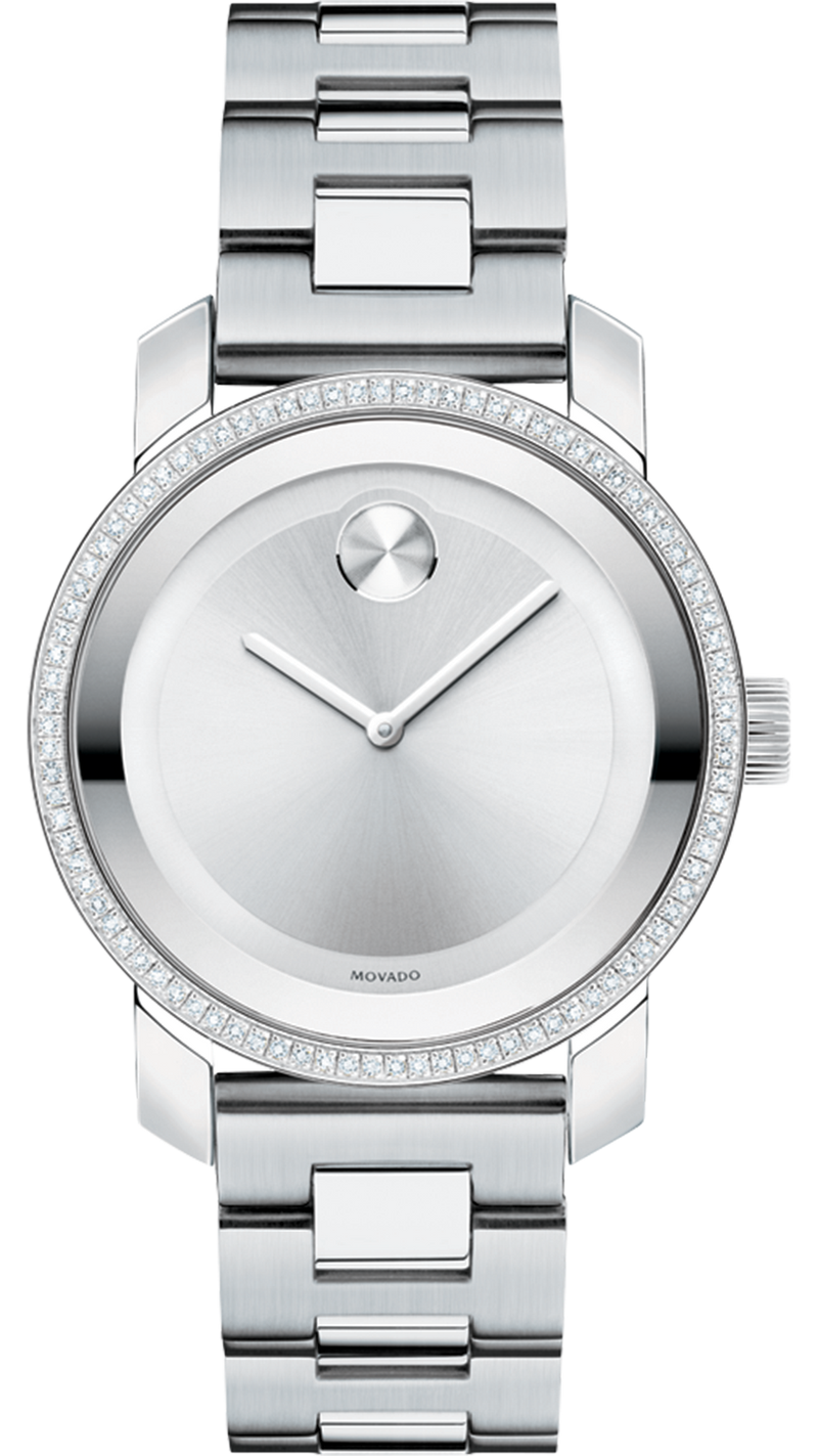 Shop Movado Bold Diamonds Silver Dial Silver Steel Strap Watch for Women - 3600149 in USA