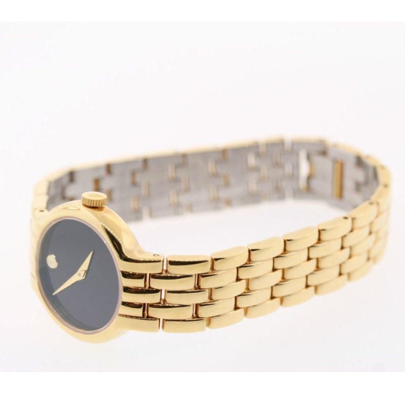 Shop Movado Veturi Black Dial Gold Steel Strap Watch for Women - 0606935 in USA