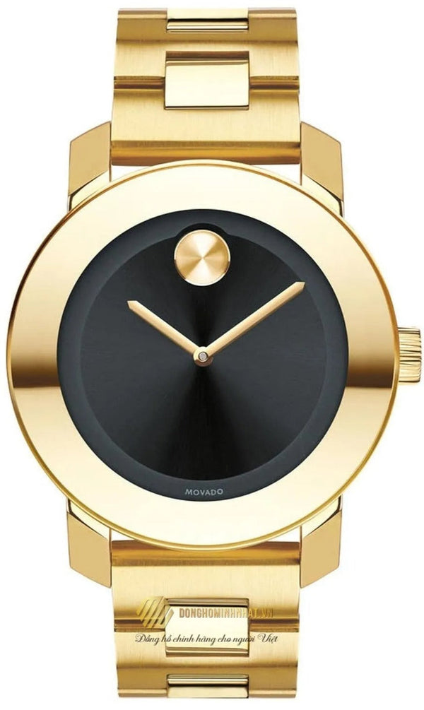 Shop Movado Bold Black Dial Gold Steel Strap Unisex Watch - 3600397 in USA