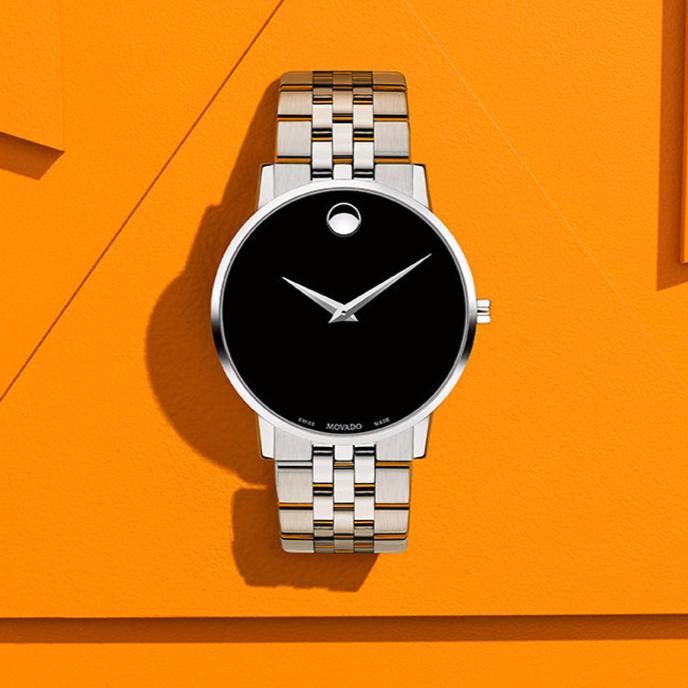 Movado Museum Classic Black Dial Silver Steel Strap Watch for Men - 0607199 Buy Now By Movado