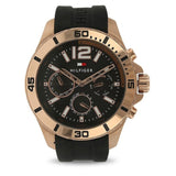Shop Tommy Hilfiger Sport Multifunction Black Dial Black Rubber Strap Watch for Men - 1791145 in USA