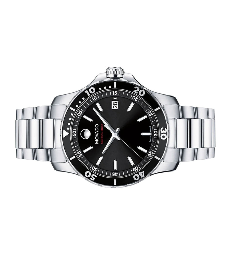 Shop Movado Series 800 Black Dial Silver Steel Strap Watch For Men - 2600135 in USA