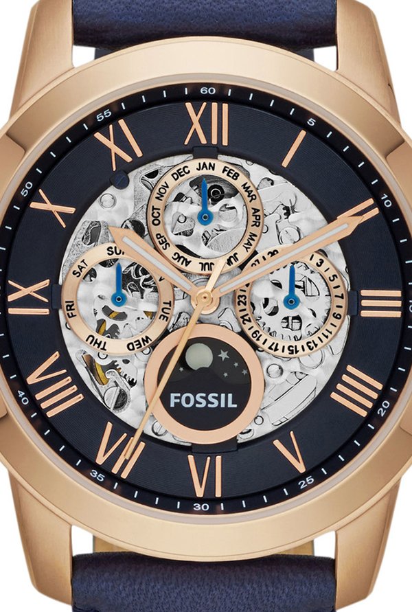 Fossil Grant Automatic Blue Dial Blue Leather Strap Watch for Men - ME3029 Buy Now By Fossil