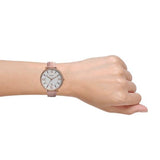 Fossil Jacqueline White Dial Pink Leather Strap Watch for Women - ES4303