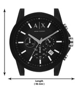 Armani Exchange Outerbanks Chronograph Black Dial Black Silicone Strap Watch For Men - AX1326 Buy Now By Armani Exchange
