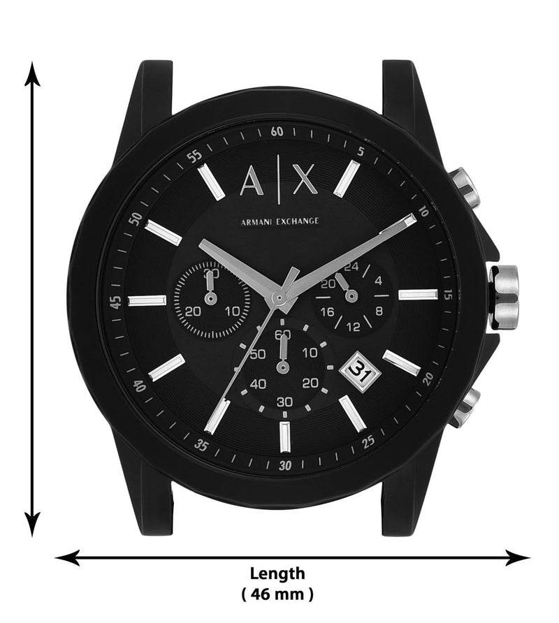 Armani Exchange Outerbanks Chronograph Black Dial Black Silicone Strap Watch For Men - AX1326 Buy Now By Armani Exchange