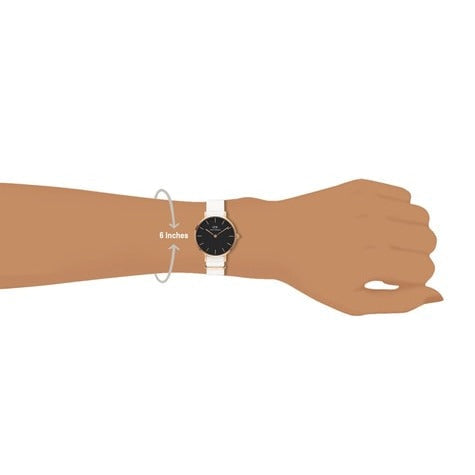 Daniel Wellington Classic Petite Dover Black Dial White NATO Strap Watch For Women - DW001000314 Buy Now By Daniel Wellington