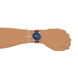 Fossil Dillinger Luggage Chronograph Blue Dial Brown Leather Strap Watch for Men - FS5675