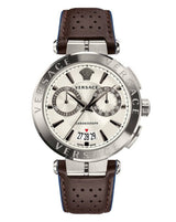 Versace Aion Chronograph White Dial Brown Leather Strap Watch for Men - VBR010017 Buy Now By Versace