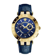 Versace V-Race Multifunction Quartz Blue Dial Blue Leather Strap Watch For Men - VEBV00219 Buy Now By Versace