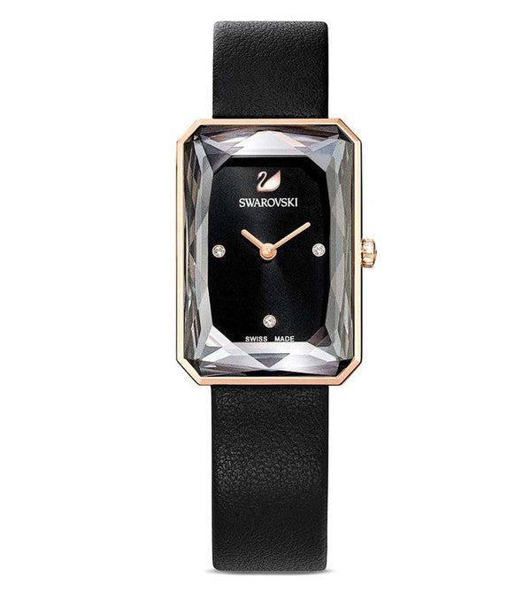 Shop Swarovski Uptown Black Dial Black Leather Strap Watch for Women - 5547710 in USA