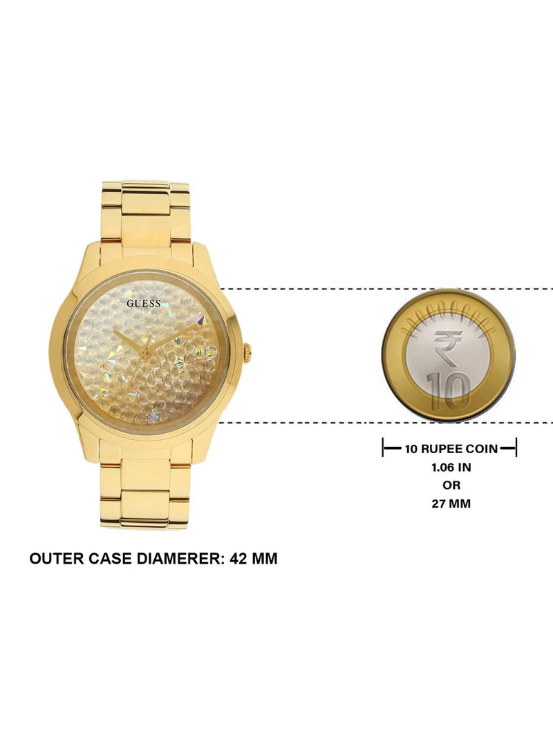 Shop Guess Crush Gold Dial Gold Steel Strap Watch For Women - GW0020L2 in USA