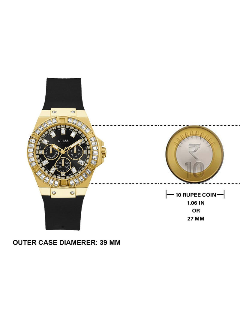 Guess Venus Diamonds Black Dial Black Rubber Strap Watch for Women - GW0118L1