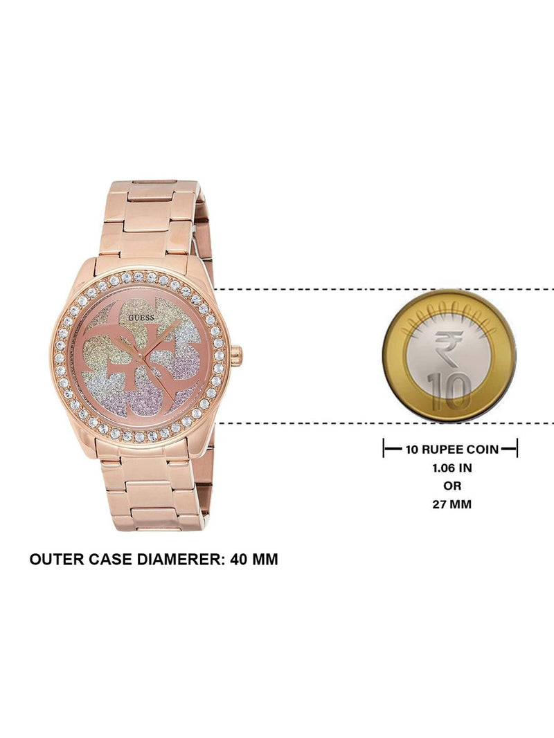Guess G Twist Diamonds Rose Gold Dial Rose Gold Steel Strap Watch For Women - W1201L3 Buy Now By Guess