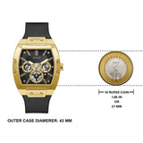 Guess Phoenix Multifunction Black Dial Black Leather Strap Watch for Men - GW0202G1 Buy Now By Guess