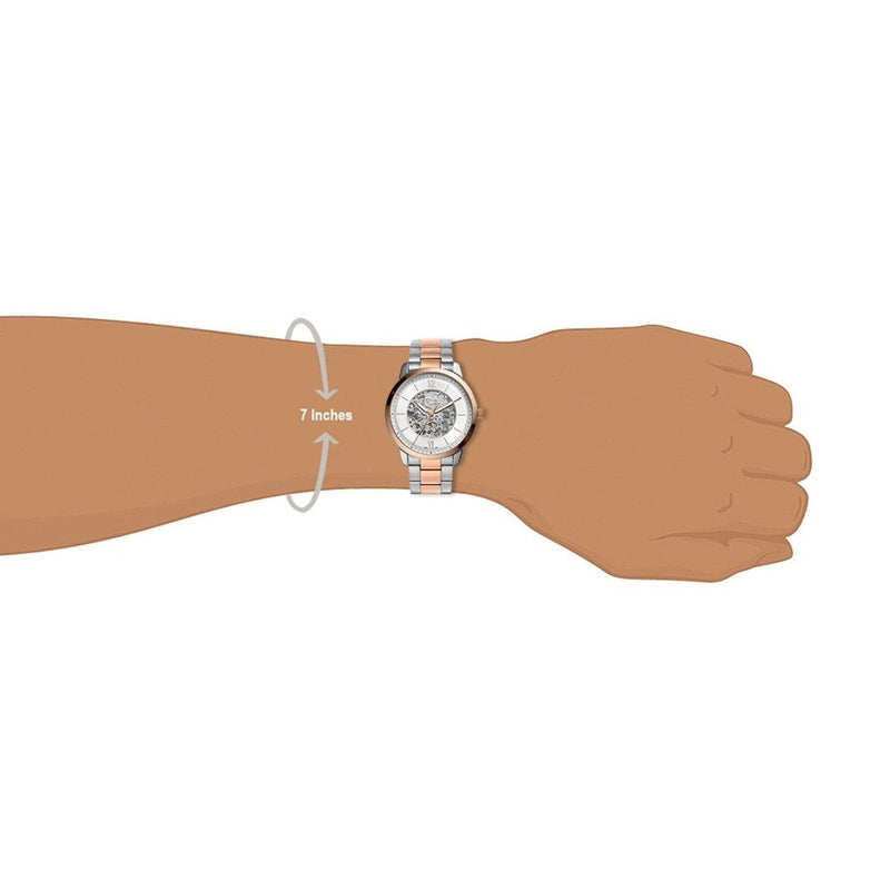 Fossil Neutra Automatic Skeleton White Dial Two Tone Steel Strap Watch for Men - ME3196 Buy Now By Fossil