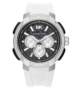 Michael Kors Sidney Multifunction Black Dial White Silicone Strap Watch For Women - MK6947 Buy Now By Michael Kors