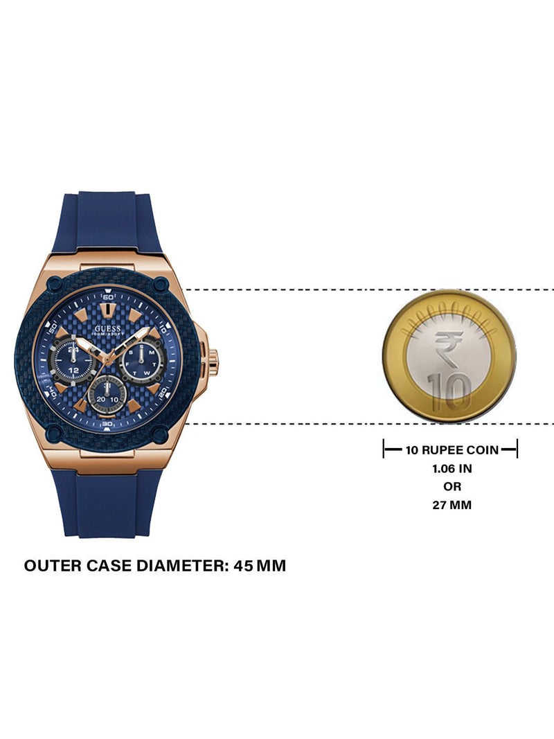 Guess Legacy Blue Dial Blue Silicone Strap Watch For Men - W1049G2 Buy Now By Guess