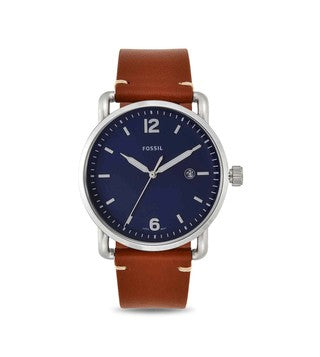 Shop Fossil Commuter Blue Dial Blue Leather Strap Watch for Men - FS5325 in USA