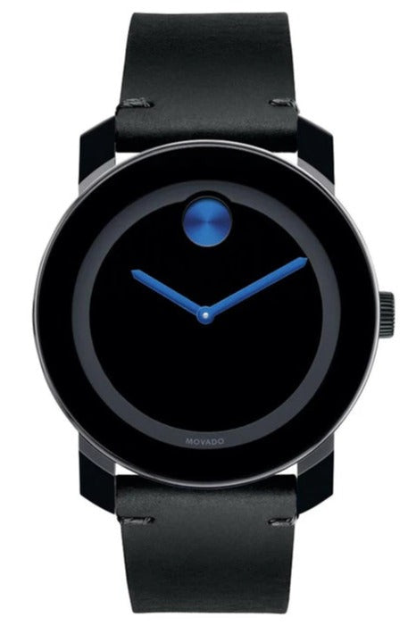 Shop Movado Bold TR90 Black Dial Black Leather Strap Watch For Men - 3600307 in USA