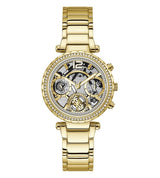 Guess Solstice Diamonds Gold Dial Gold Steel Strap Watch for Women - GW0403L2 Buy Now By Guess