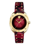 Versace Shadov Quartz Red Dial Red Leather Strap Watch for Women - VEBM00918
