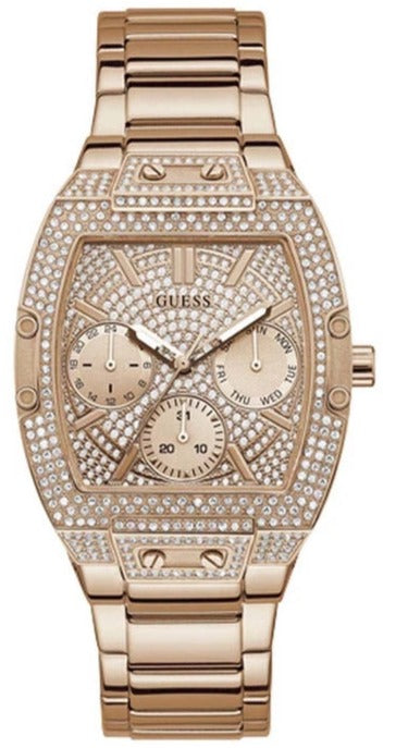 Shop Guess Raven Diamonds Rose Gold Dial Rose Gold Steel Strap Watch for Women - GW0104L3 in USA