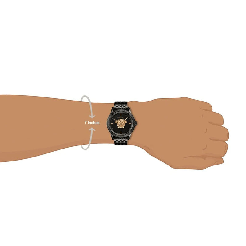 Versace Palazzo Empire Quartz Black Dial Black Steel Strap Watch For Men - VEDB00518 Buy Now By Versace