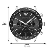 Emporio Armani Mario Chronograph Black Dial Black Leather Strap Watch For Men - AR11243 Buy Now By Emporio Armani