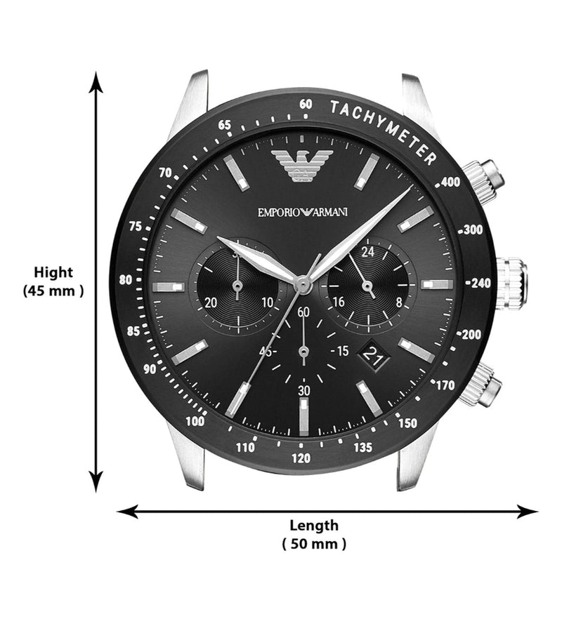 Emporio Armani Mario Chronograph Black Dial Black Leather Strap Watch For Men - AR11243 Buy Now By Emporio Armani