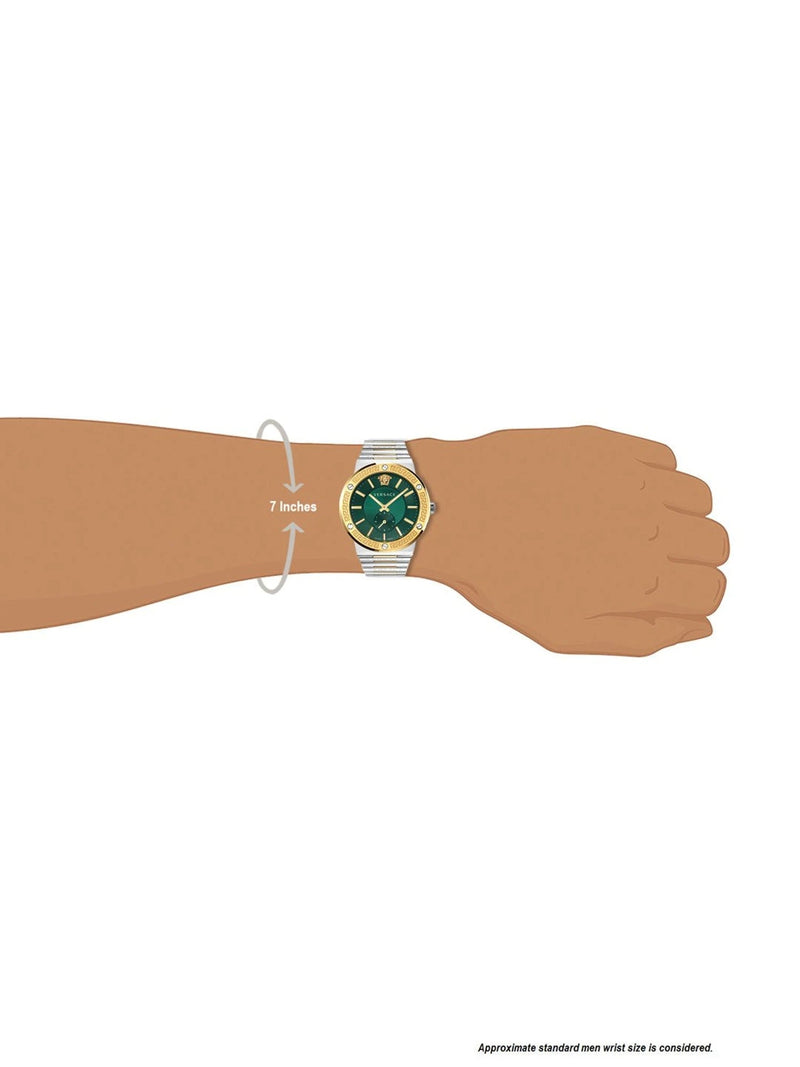 Versace Hellenyium Quartz Green Dial Silver Steel Strap Watch For Men - VEVK00420 Buy Now By Versace