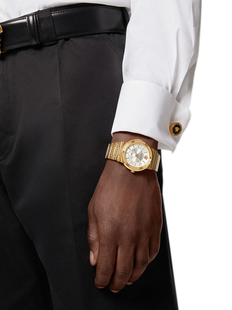 Versace Greca Silver Dial Gold Steel Strap Watch for Men - VEVI00520 Buy Now By Versace