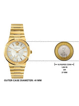 Versace Greca Silver Dial Gold Steel Strap Watch for Men - VEVI00520 Buy Now By Versace