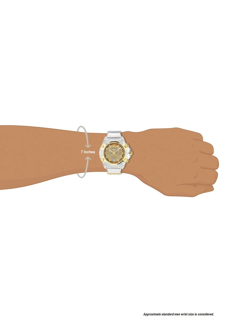 Versace Icon Active Chronograph Gold Dial White Silicone Strap Watch for Men - VEZ700121 Buy Now By Versace